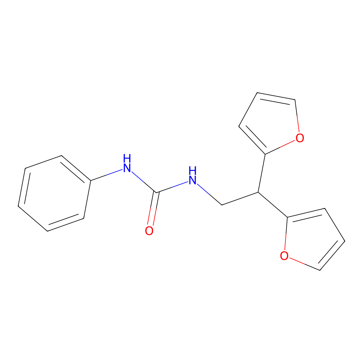 1-(2,2-Di(furan-2-yl)ethyl)-3-phenylurea molecular structure, CAS 2191267-48-6