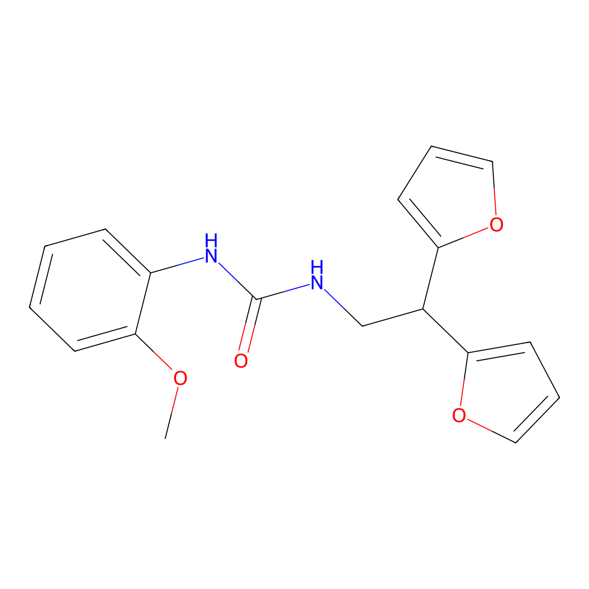 1-(2,2-Di(furan-2-yl)ethyl)-3-(2-methoxyphenyl)urea molecular structure, CAS 2191267-55-5