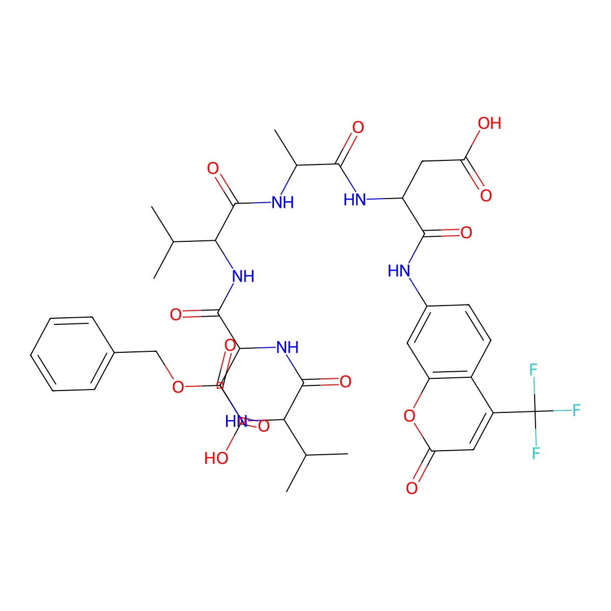 Z-Val-Asp-Val-Ala-Asp-AFC molecular structure, CAS 219138-08-6