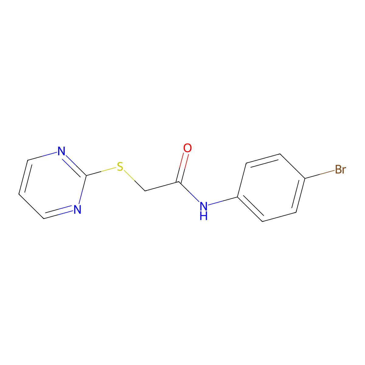 N-(4-bromophenyl)-2-pyrimidin-2-ylsulfanylacetamide molecular structure, CAS 219139-12-5
