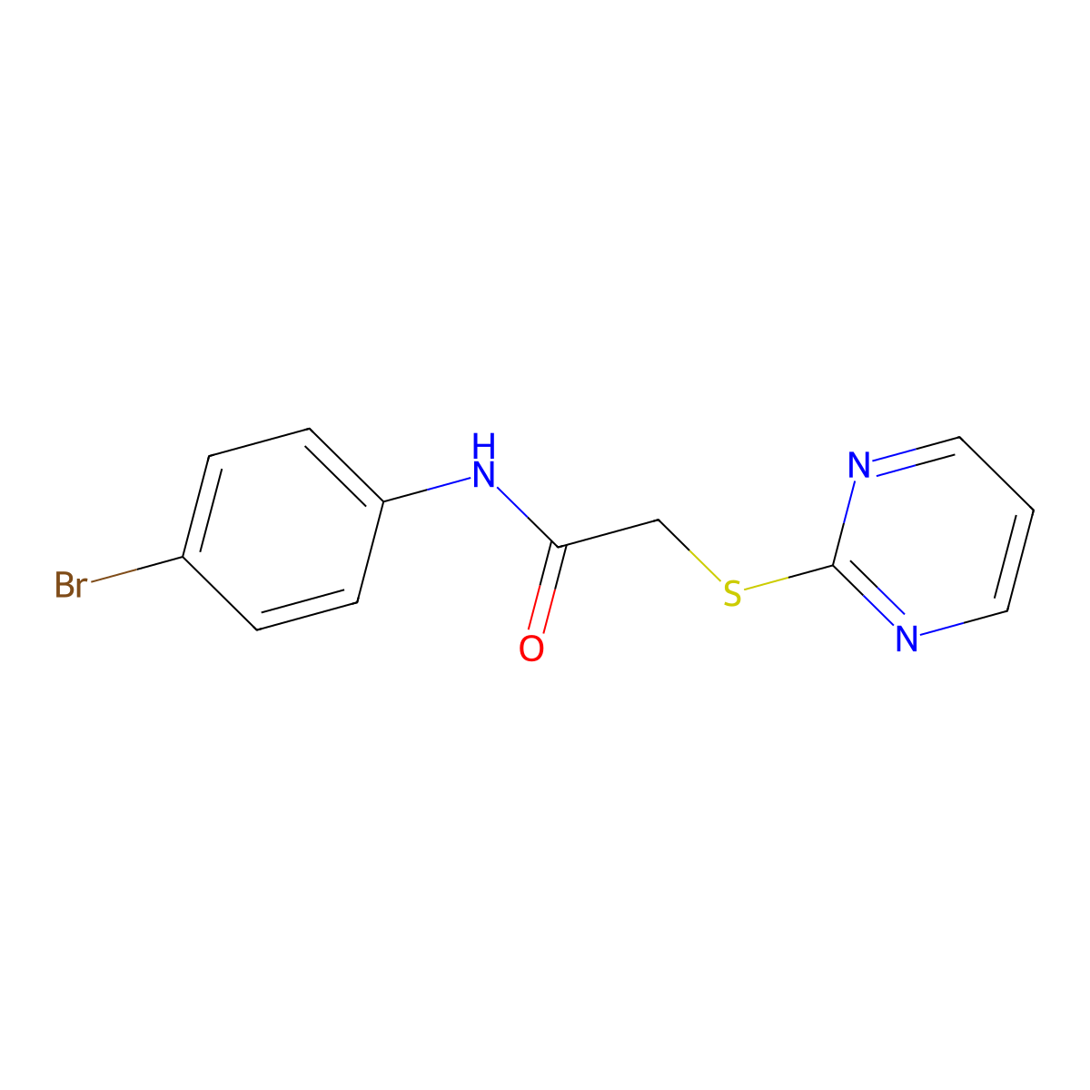 N-(4-bromophenyl)-2-pyrimidin-2-ylsulfanylacetamide molecular structure, CAS 219139-12-5