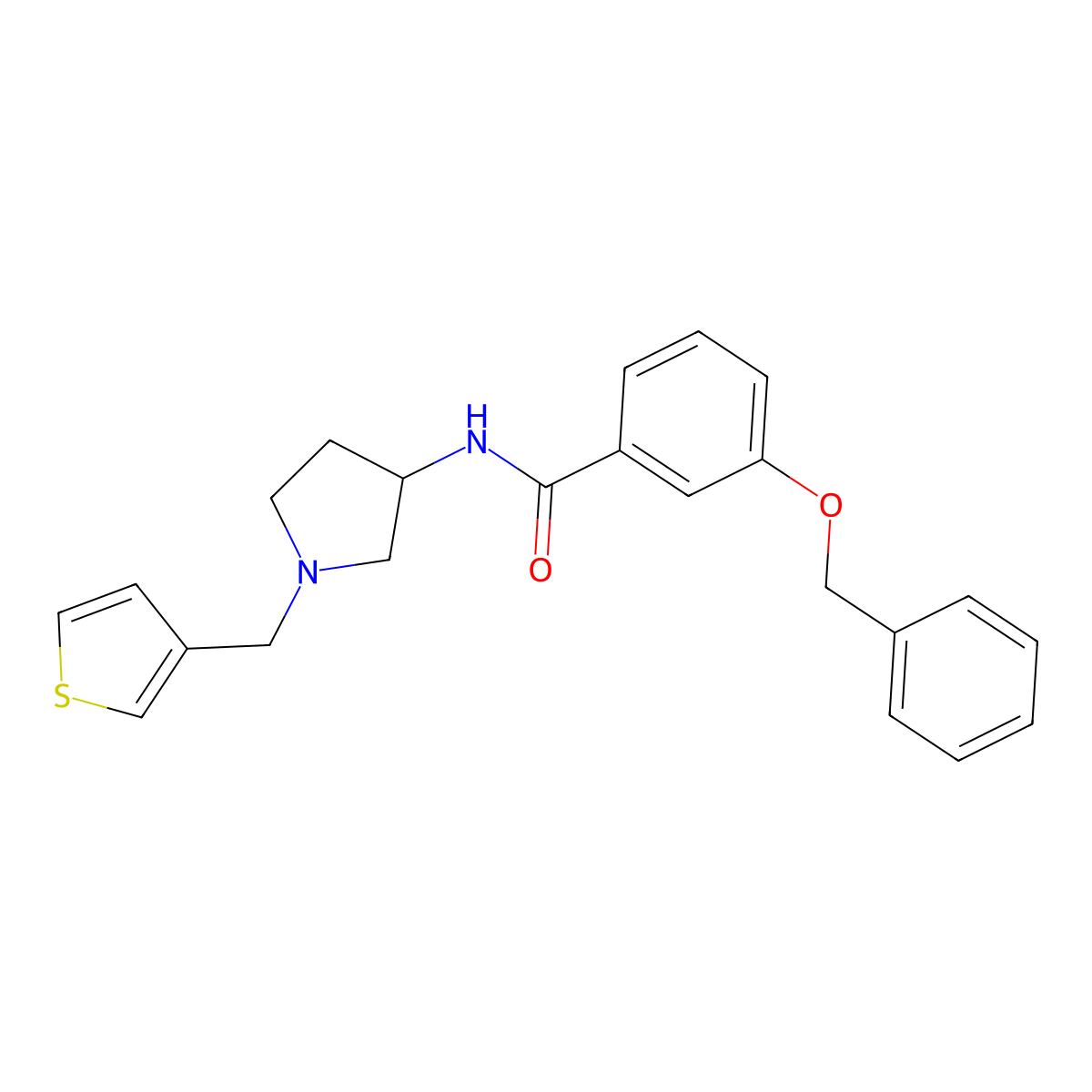 3-(benzyloxy)-N-{1-[(thiophen-3-yl)methyl]pyrrolidin-3-yl}benzamide molecular structure, CAS 2191402-61-4