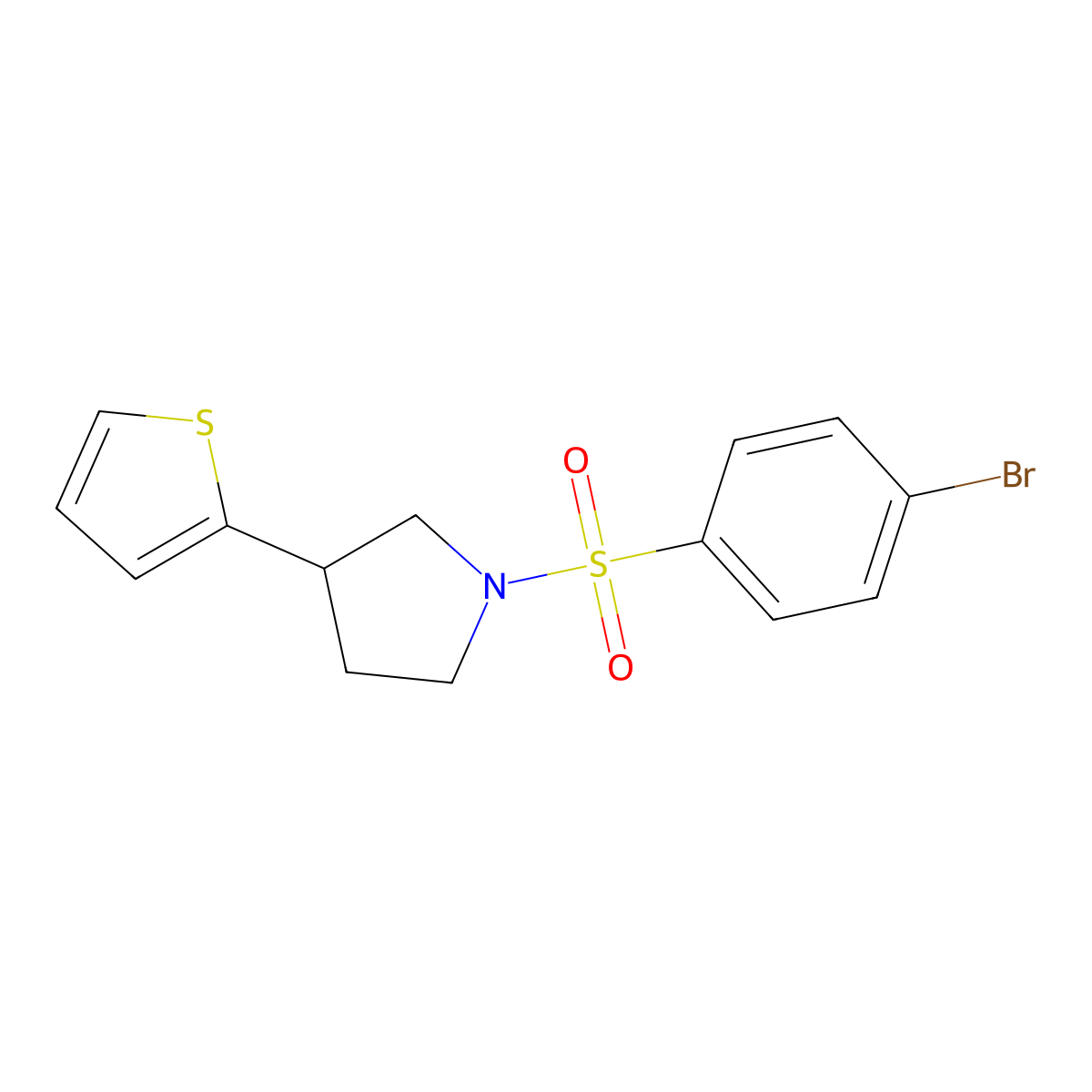 1-((4-Bromophenyl)sulfonyl)-3-(thiophen-2-yl)pyrrolidine molecular structure, CAS 2191402-62-5