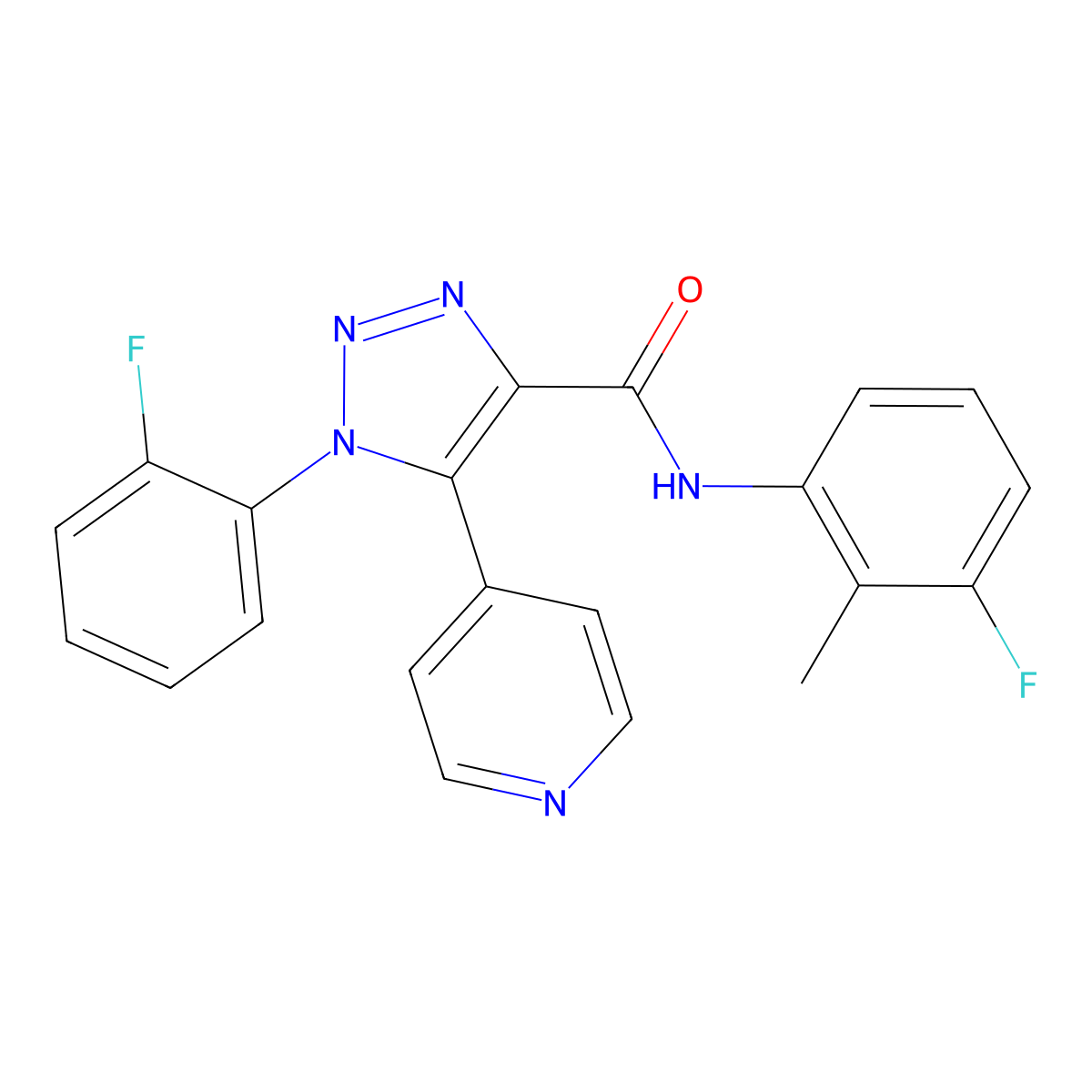 N-(3-fluoro-2-methylphenyl)-1-(2-fluorophenyl)-5-(pyridin-4-yl)-1H-1,2,3-triazole-4-carboxamide molecular structure, CAS 2191403-91-3