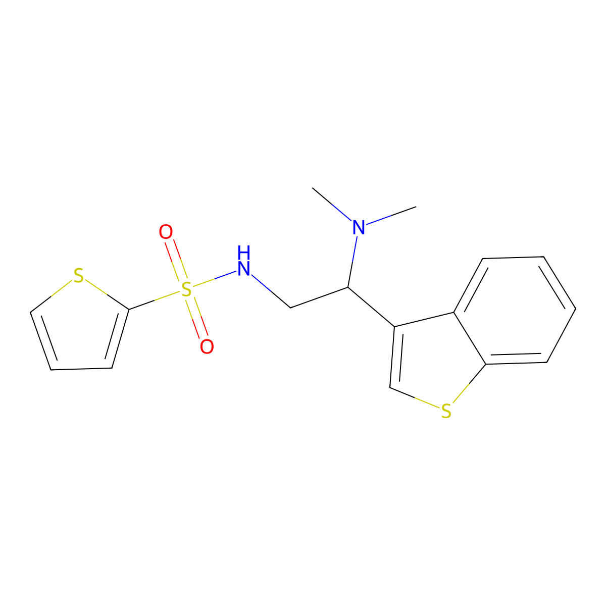 N-[2-(1-benzothiophen-3-yl)-2-(dimethylamino)ethyl]thiophene-2-sulfonamide molecular structure, CAS 2191403-99-1