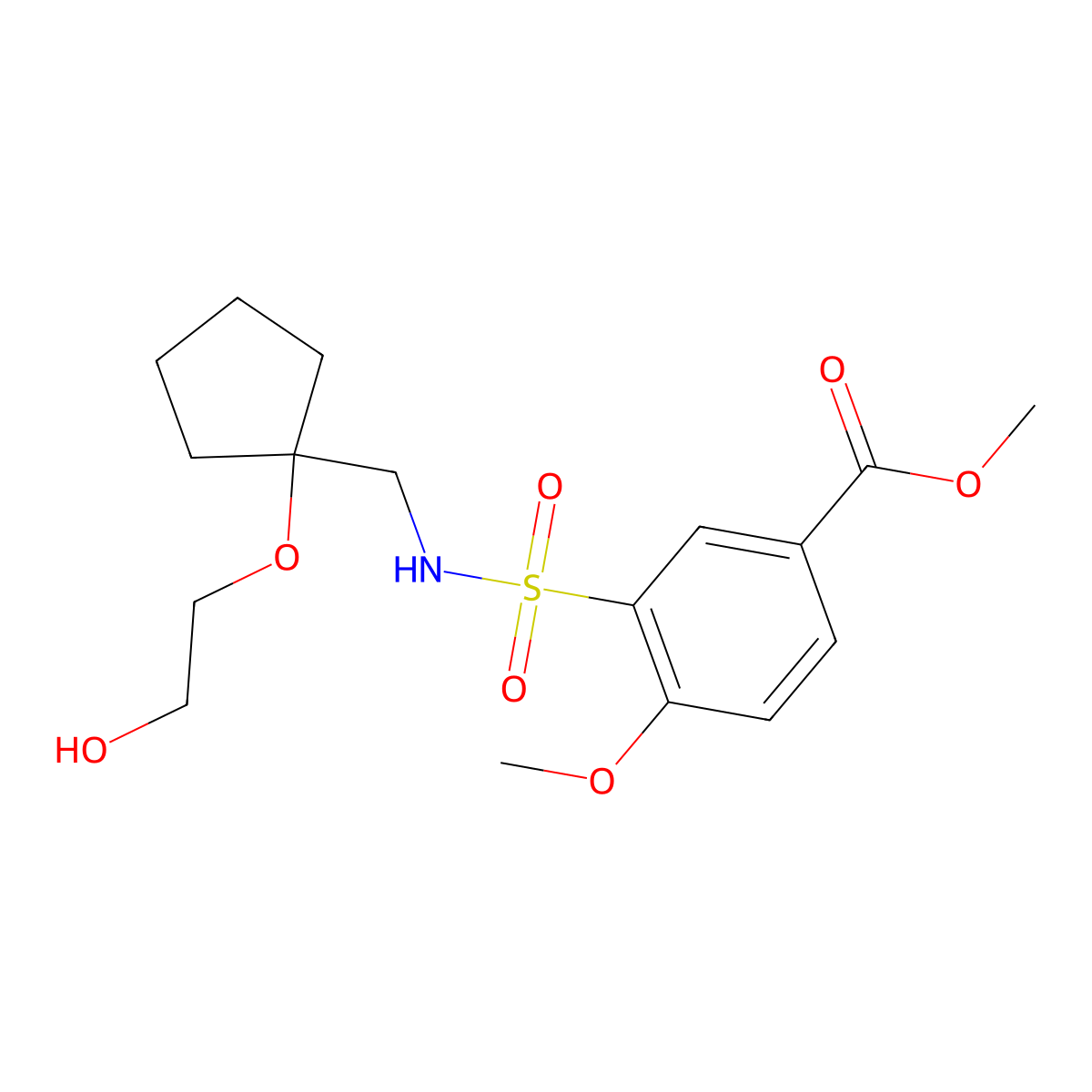 methyl 3-(N-((1-(2-hydroxyethoxy)cyclopentyl)methyl)sulfamoyl)-4-methoxybenzoate molecular structure, CAS 2191404-81-4