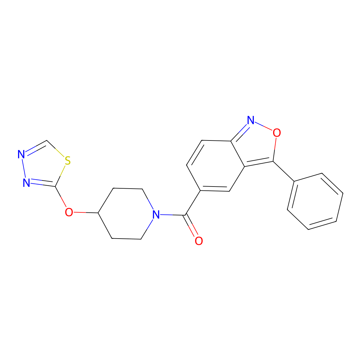 (4-((1,3,4-Thiadiazol-2-yl)oxy)piperidin-1-yl)(3-phenylbenzo[c]isoxazol-5-yl)methanone molecular structure, CAS 2191404-84-7