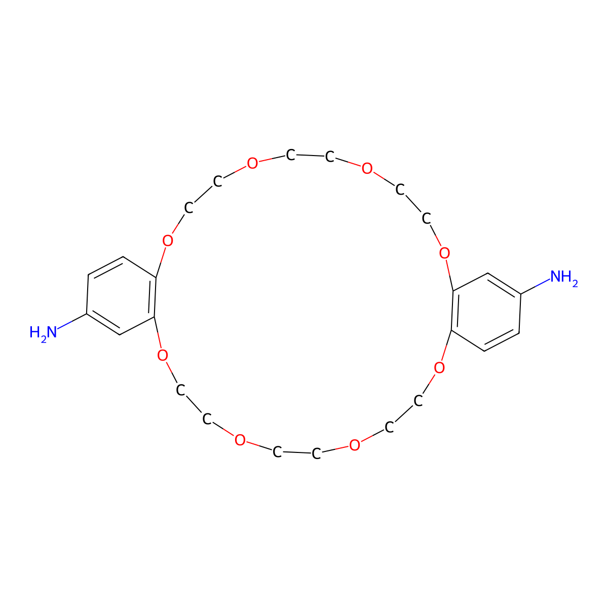 6,7,9,10,12,13,20,21,23,24,26,27-Dodecahydrodibenzo[b,n][1,4,7,10,13,16,19,22]octaoxacyclotetracosine-2,16-diamine molecular structure, CAS 219141-61-4