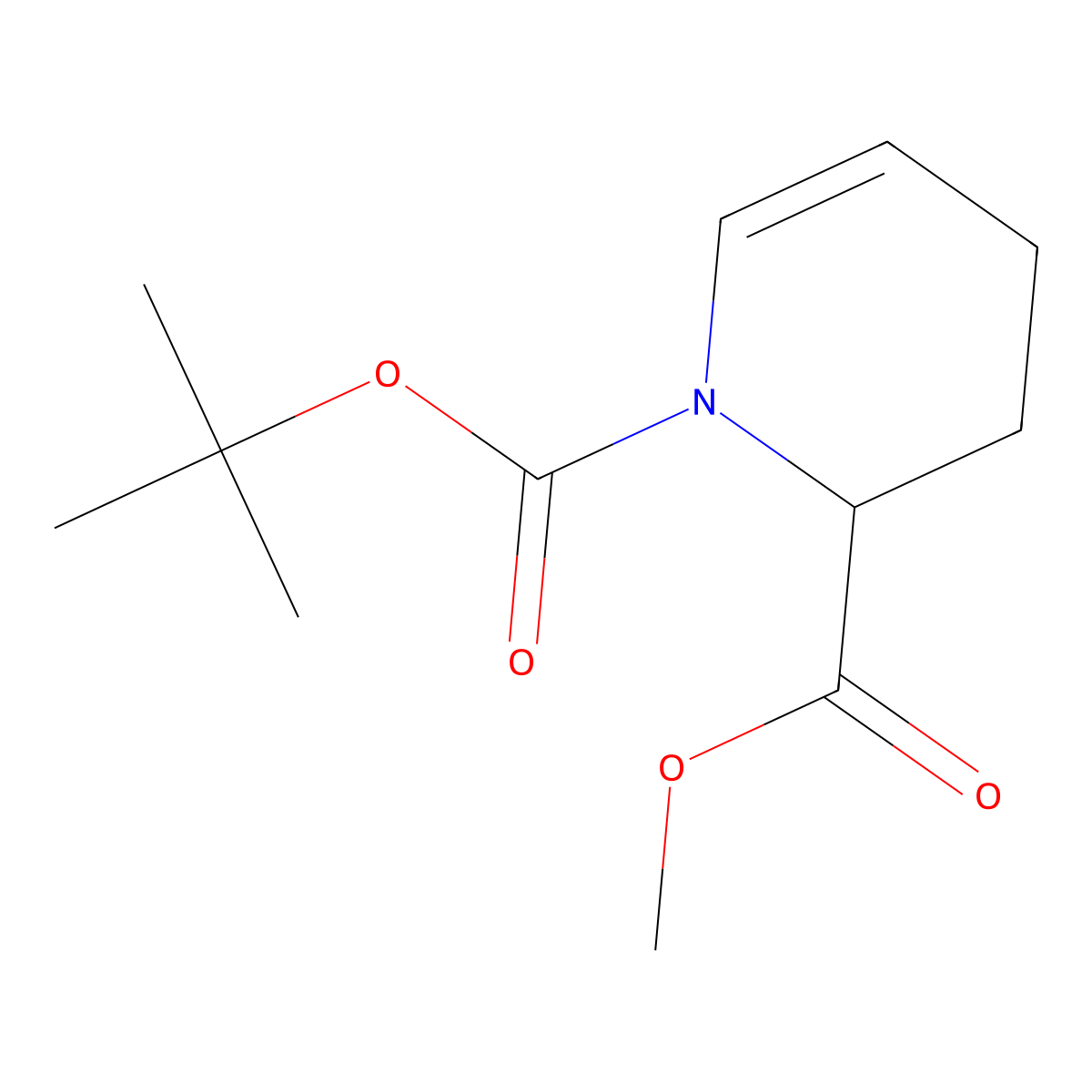1-Tert-butyl 2-methyl 1,2,3,4-tetrahydropyridine-1,2-dicarboxylate molecular structure, CAS 219143-04-1