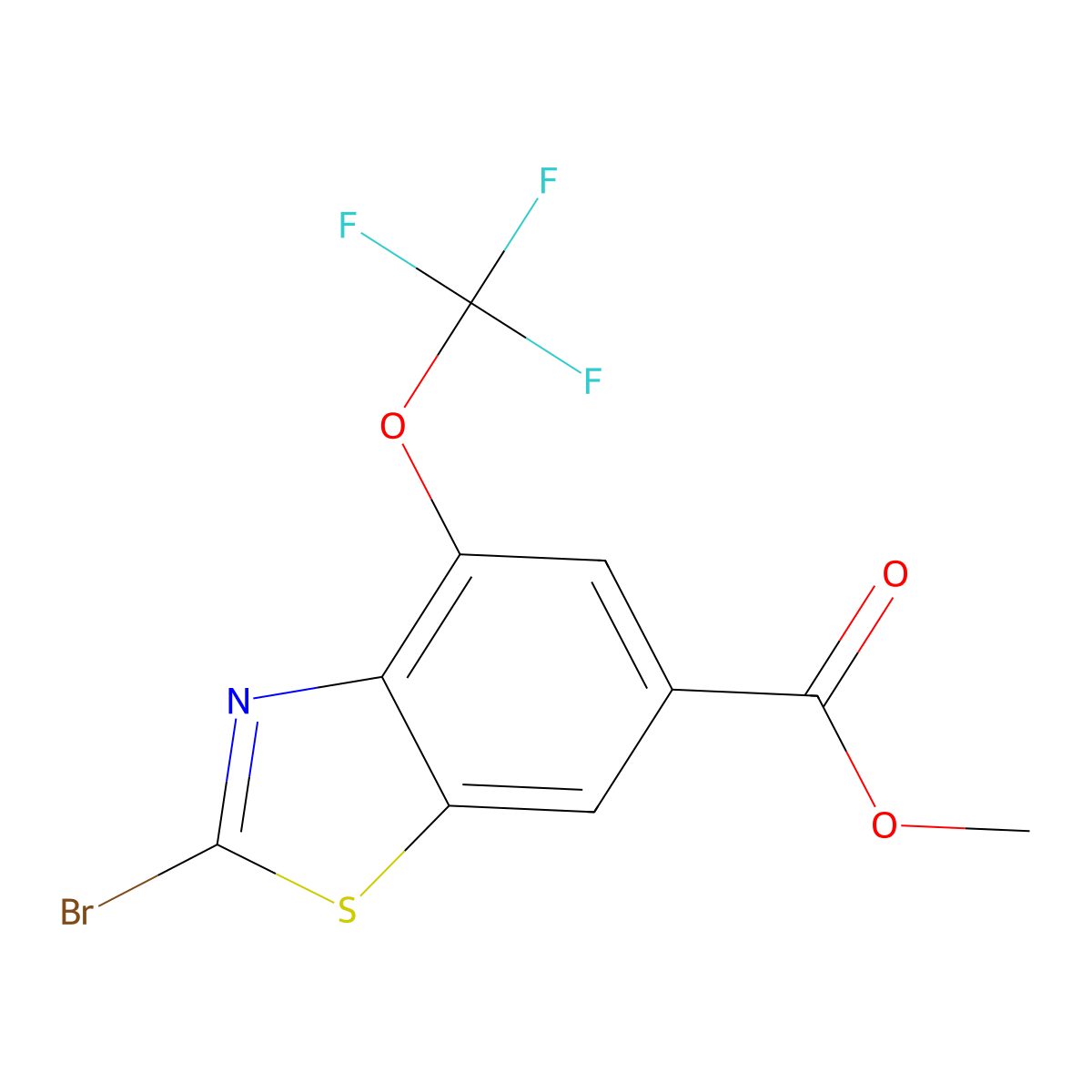Methyl 2-bromo-4-(trifluoromethoxy)-6-benzothiazolecarboxylate molecular structure, CAS 2191433-04-0