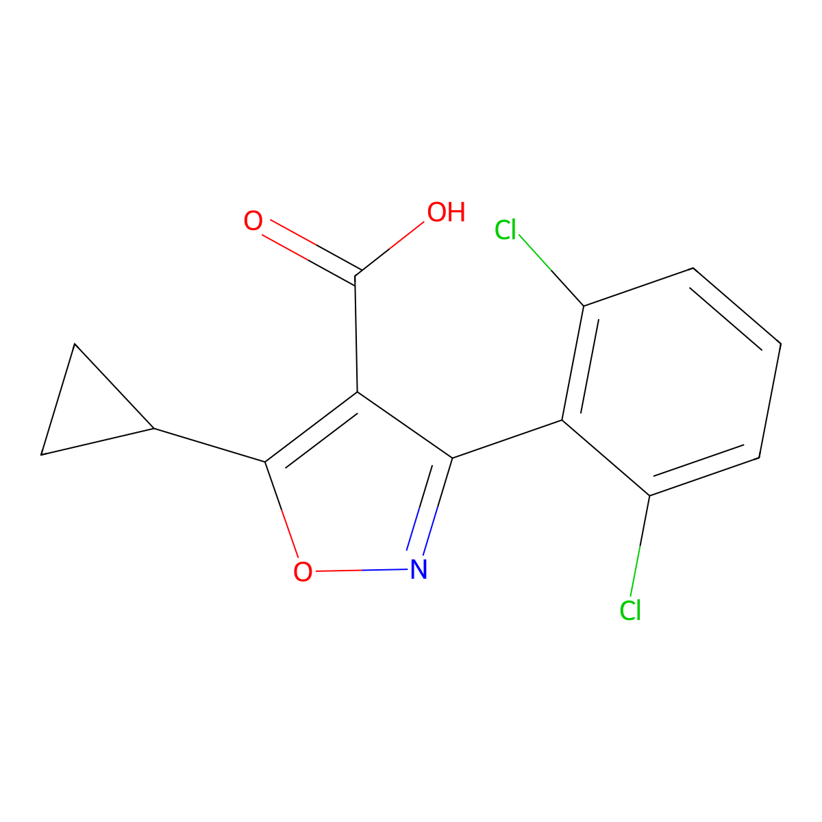 5-Cyclopropyl-3-(2,6-dichlorophenyl)isoxazole-4-carboxylic Acid molecular structure, CAS 2191434-19-0