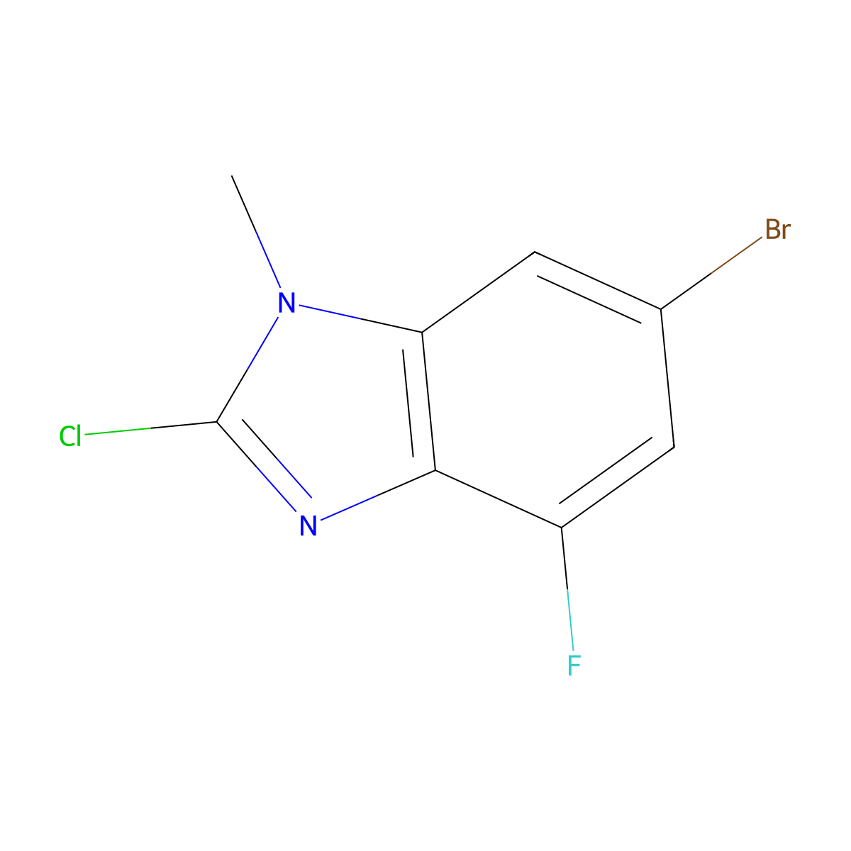 6-Bromo-2-chloro-4-fluoro-1-methyl-1H-benzo[d]imidazole molecular structure, CAS 2191434-21-4