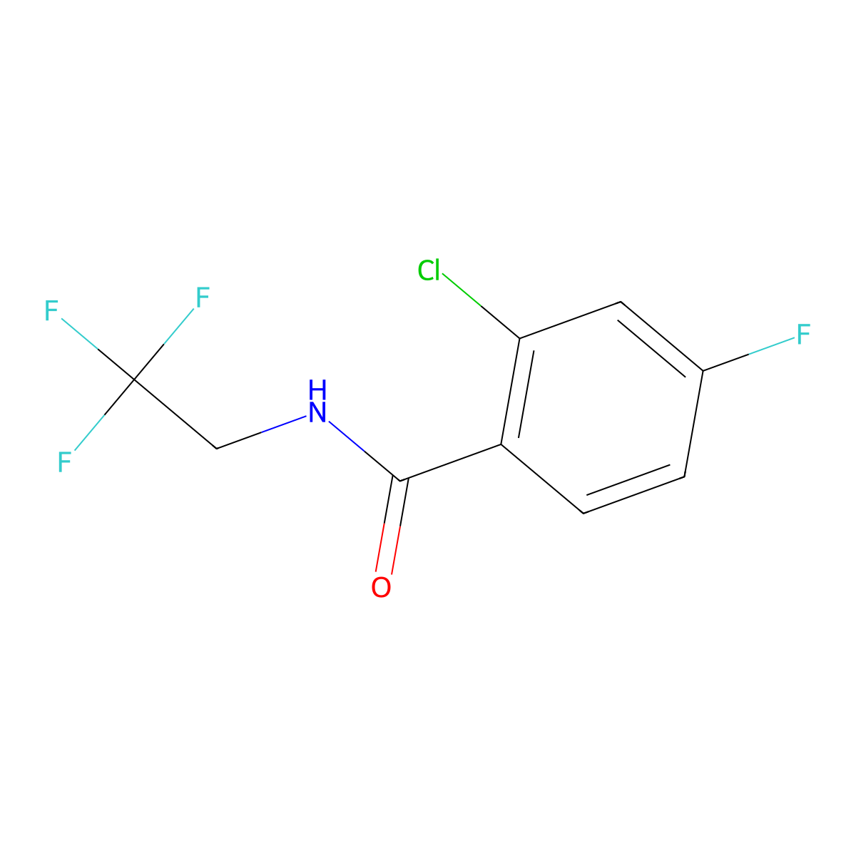 2-Chloro-4-fluoro-N-(2,2,2-trifluoroethyl)benzamide molecular structure, CAS 2191815-74-2