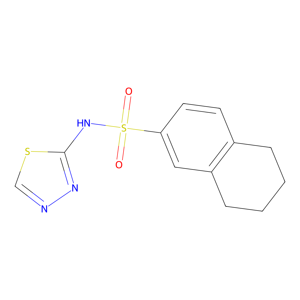 N-(1,3,4-thiadiazol-2-yl)-5,6,7,8-tetrahydronaphthalene-2-sulfonamide molecular structure, CAS 2191888-30-7
