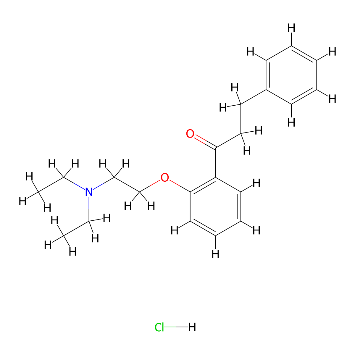 1-Propanone, 1-(2-(2-(diethylamino)ethoxy)phenyl)-3-phenyl-, hydrochloride (1:1) molecular structure, CAS 2192-21-4