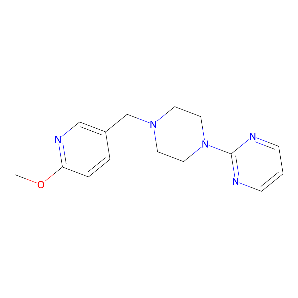 2-{4-[(6-Methoxypyridin-3-yl)methyl]piperazin-1-yl}pyrimidine molecular structure, CAS 2192039-47-5