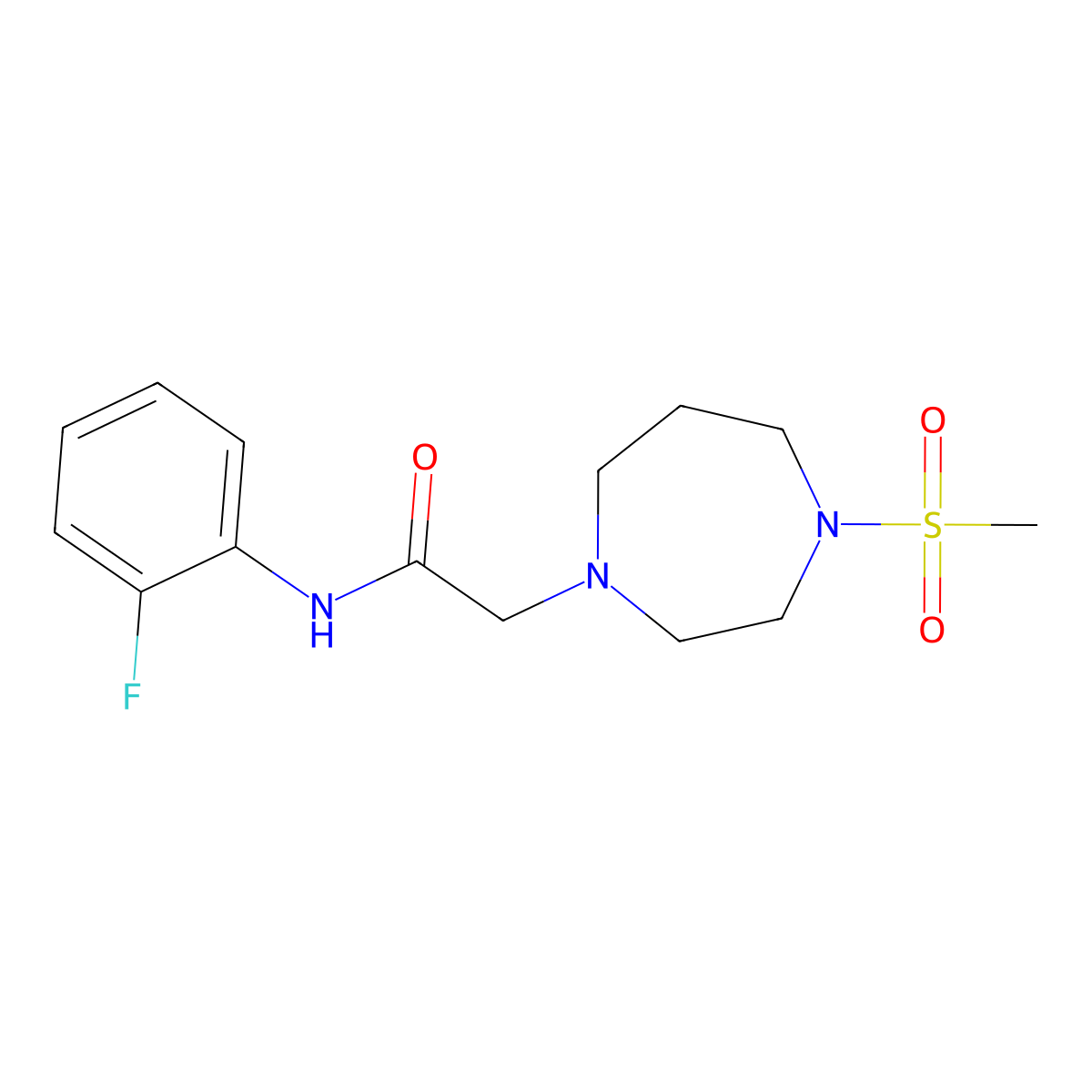 N-(2-fluorophenyl)-2-(4-methanesulfonyl-1,4-diazepan-1-yl)acetamide molecular structure, CAS 2192068-42-9