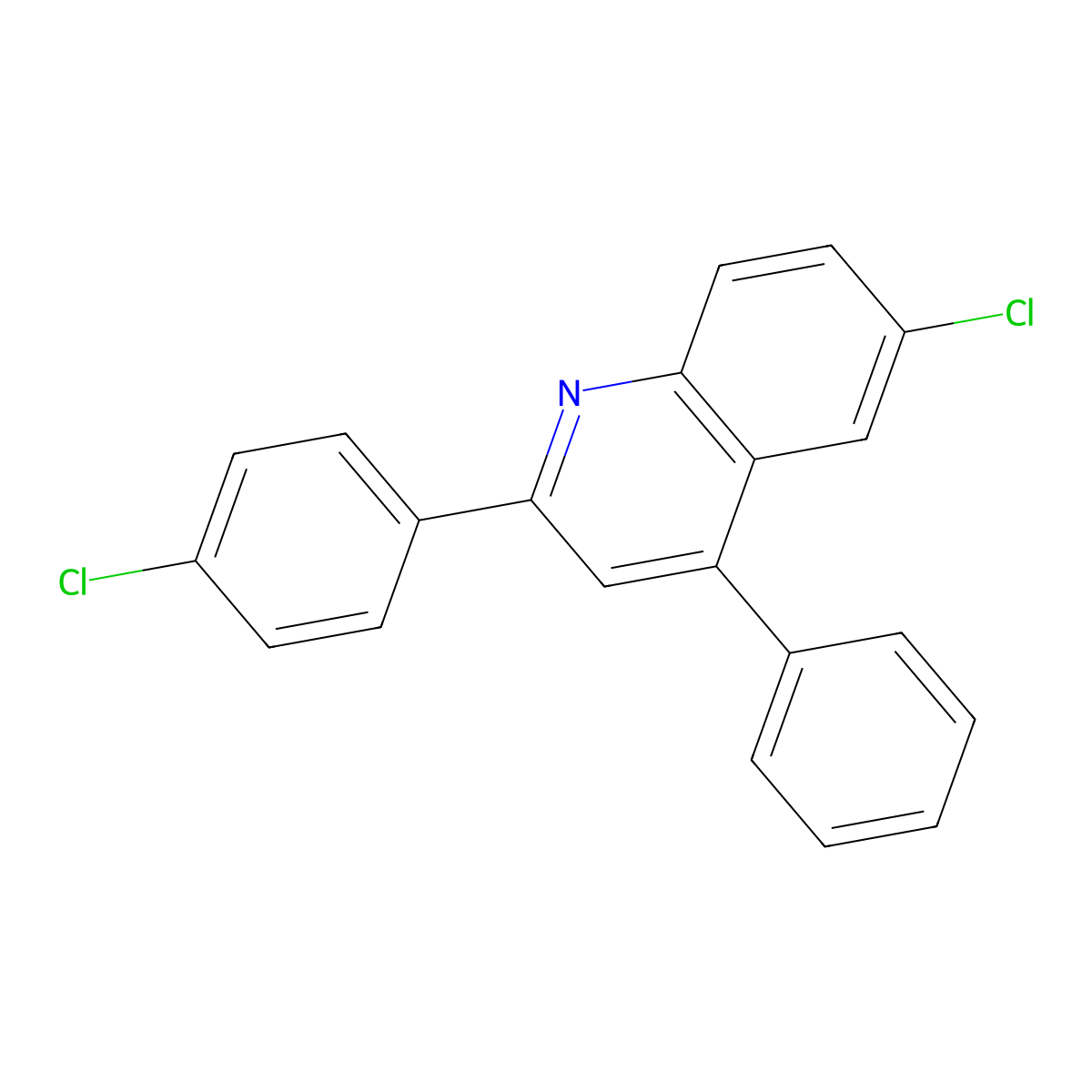 6-Chloro-2-(4-chlorophenyl)-4-phenylquinoline molecular structure, CAS 21923-45-5