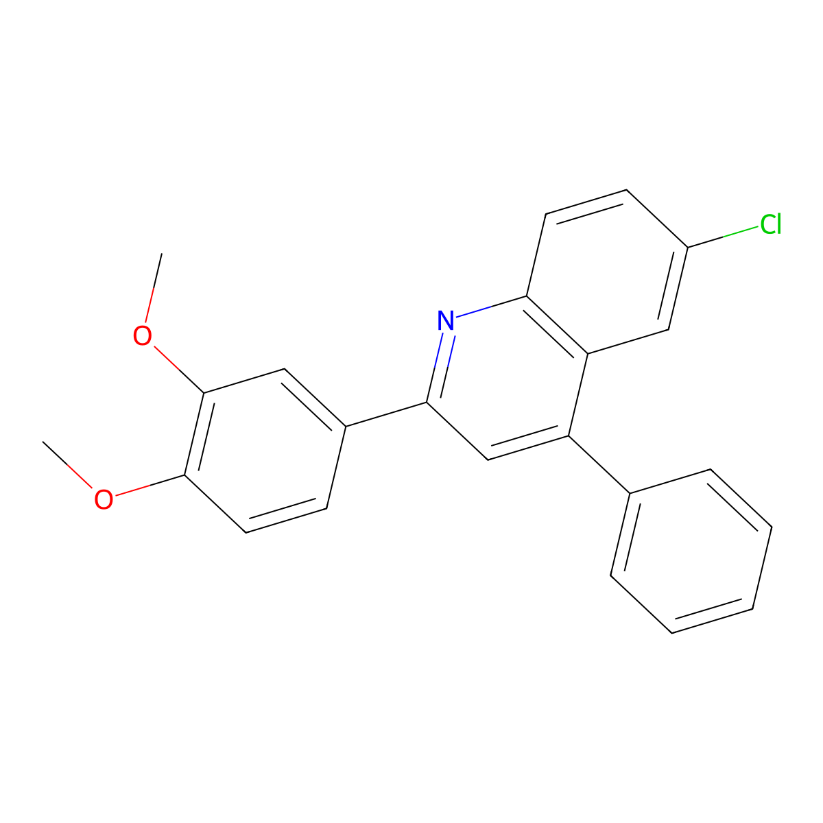 6-Chloro-2-(3,4-dimethoxyphenyl)-4-phenylquinoline molecular structure, CAS 21923-47-7