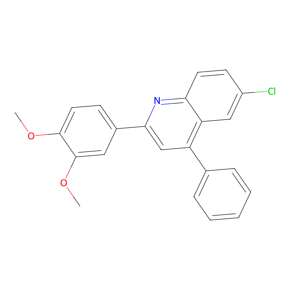 6-Chloro-2-(3,4-dimethoxyphenyl)-4-phenylquinoline molecular structure, CAS 21923-47-7