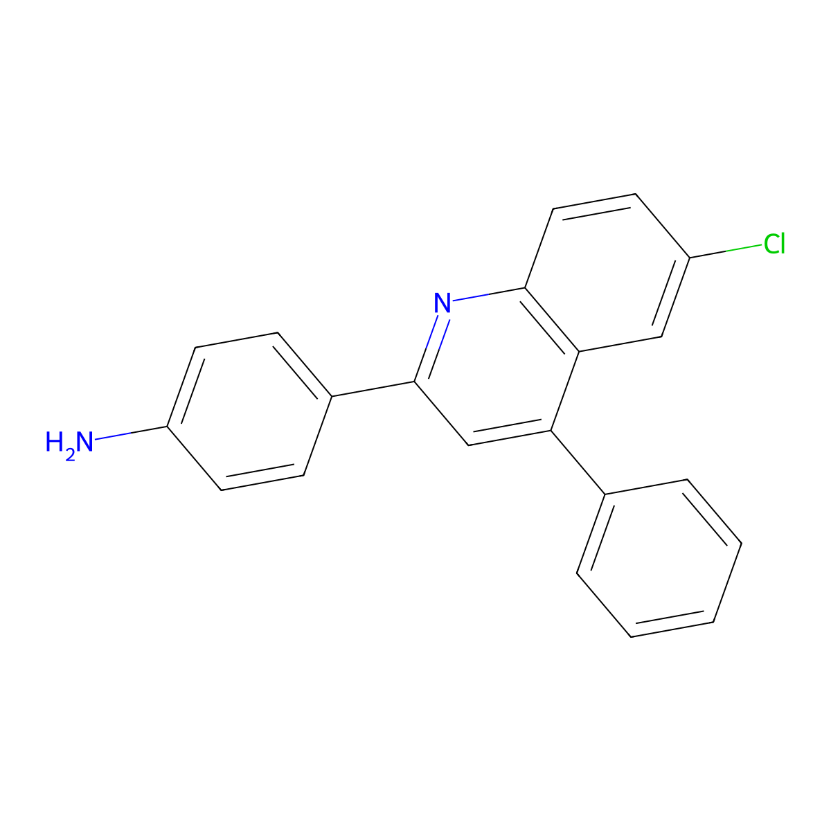 p-(6-Chloro-4-phenyl-2-quinolyl)aniline molecular structure, CAS 21923-52-4