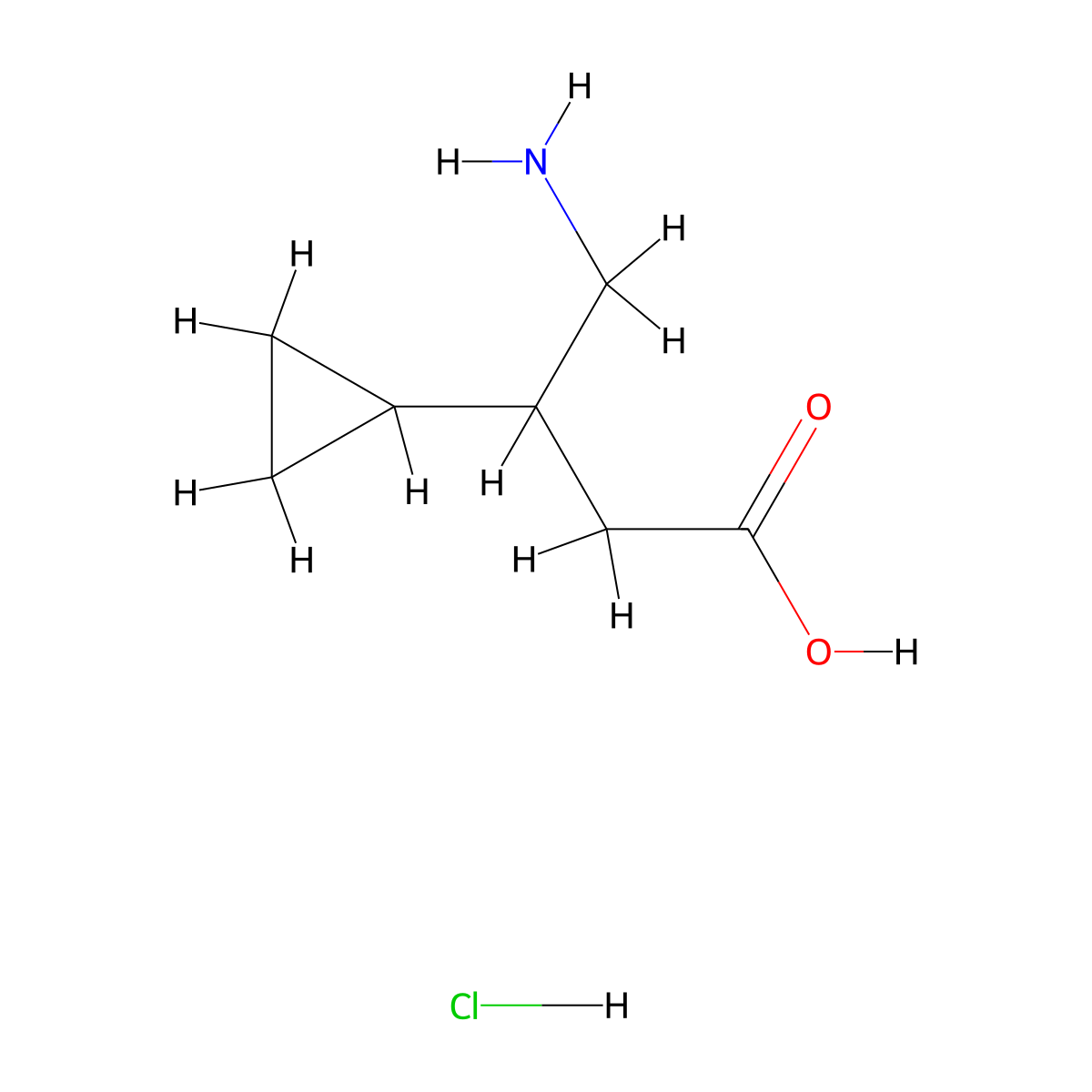 beta-(Aminomethyl)cyclopropanepropanoic Acid Hydrochloride molecular structure, CAS 2192491-47-5