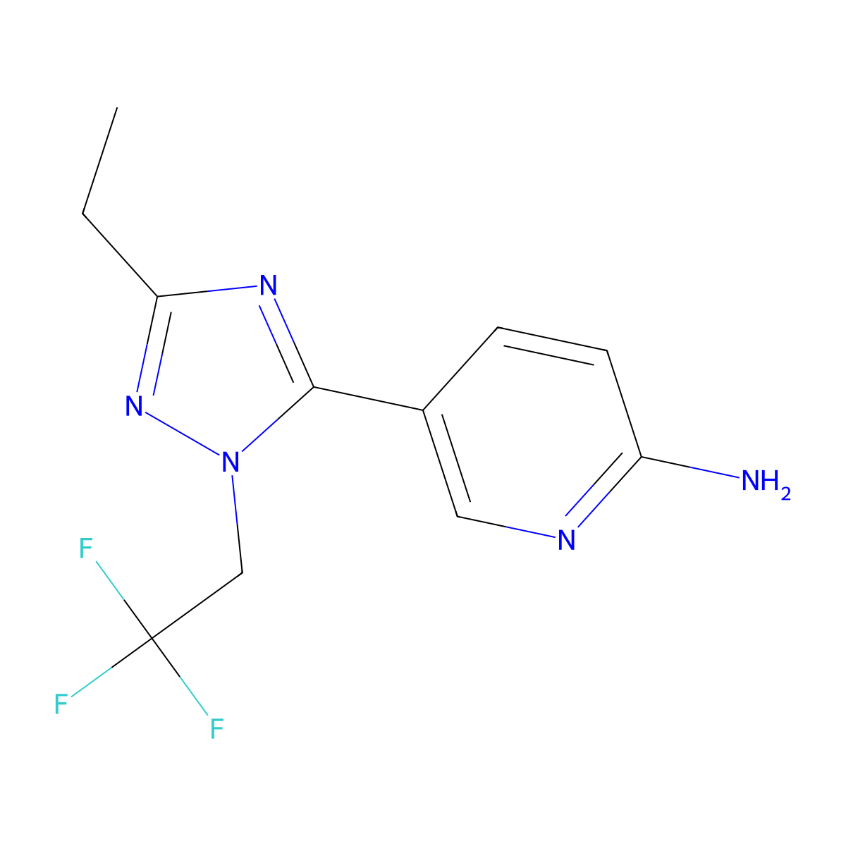 5-[3-ethyl-1-(2,2,2-trifluoroethyl)-1H-1,2,4-triazol-5-yl]pyridin-2-amine molecular structure, CAS 2192589-59-4