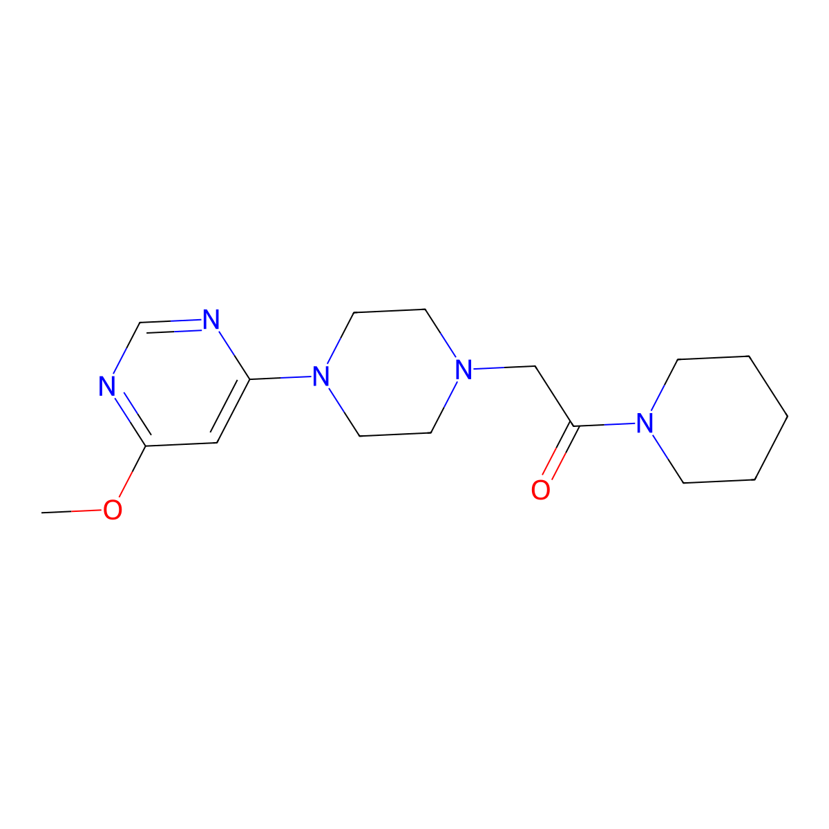 2-[4-(6-Methoxypyrimidin-4-yl)piperazin-1-yl]-1-(piperidin-1-yl)ethan-1-one molecular structure, CAS 2192711-38-7