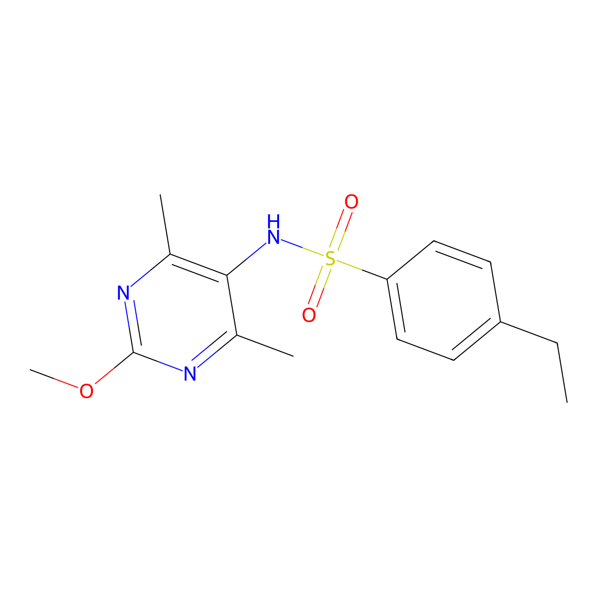 4-ethyl-N-(2-methoxy-4,6-dimethylpyrimidin-5-yl)benzenesulfonamide molecular structure, CAS 2192744-80-0