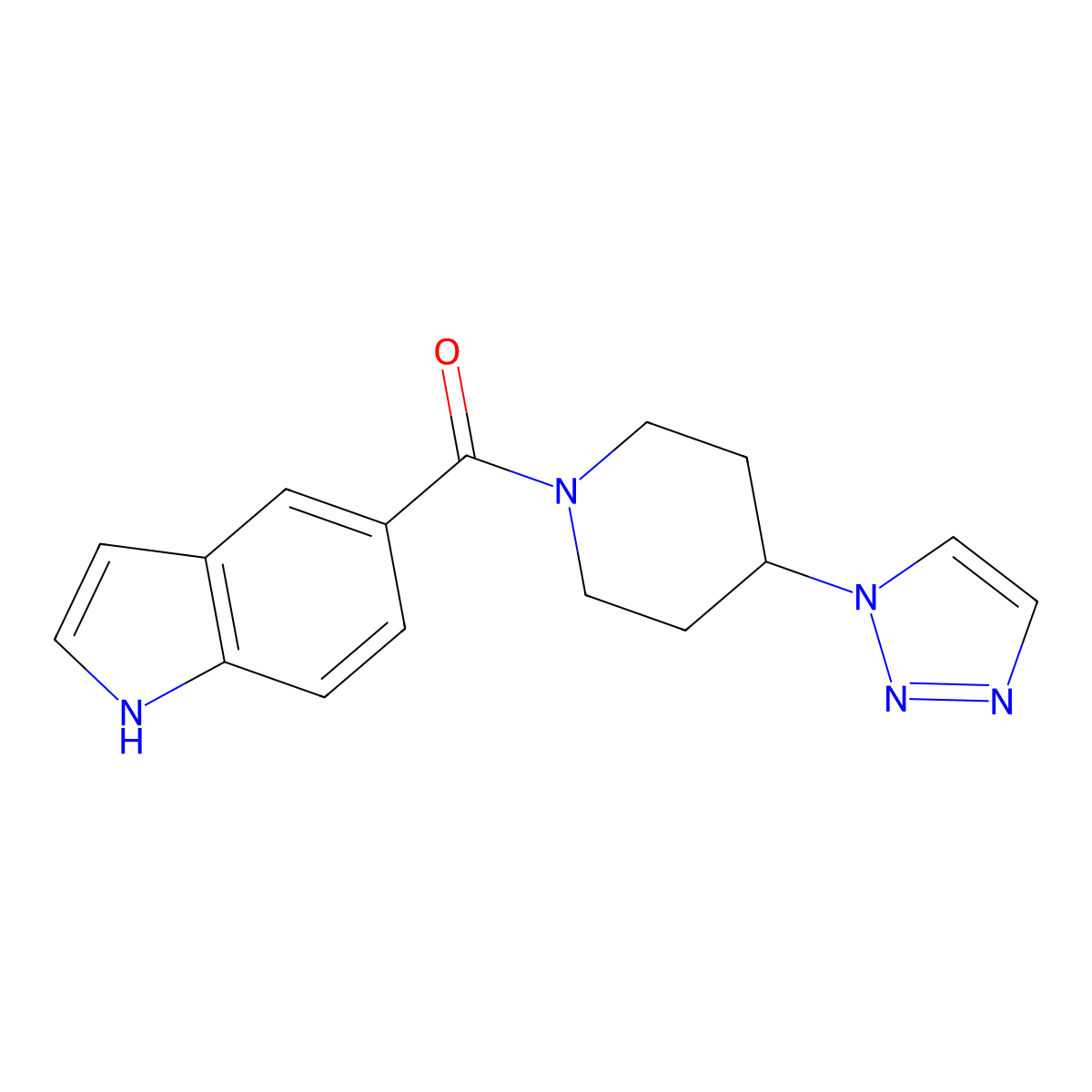 5-[4-(1H-1,2,3-triazol-1-yl)piperidine-1-carbonyl]-1H-indole molecular structure, CAS 2192744-98-0