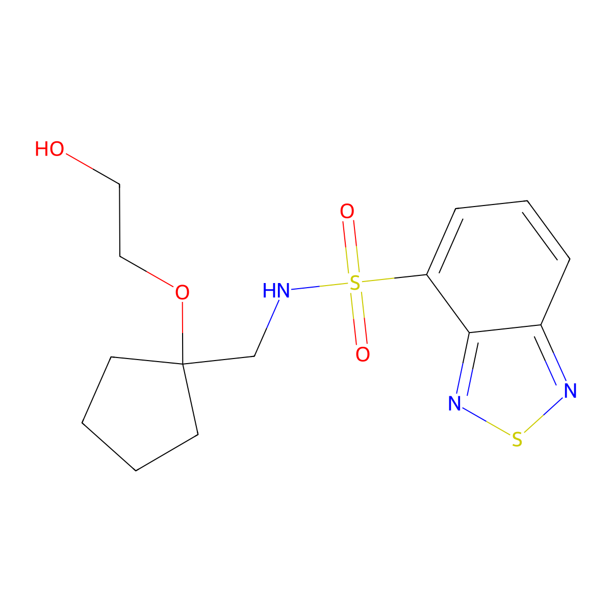 N-((1-(2-hydroxyethoxy)cyclopentyl)methyl)benzo[c][1,2,5]thiadiazole-4-sulfonamide molecular structure, CAS 2192745-05-2