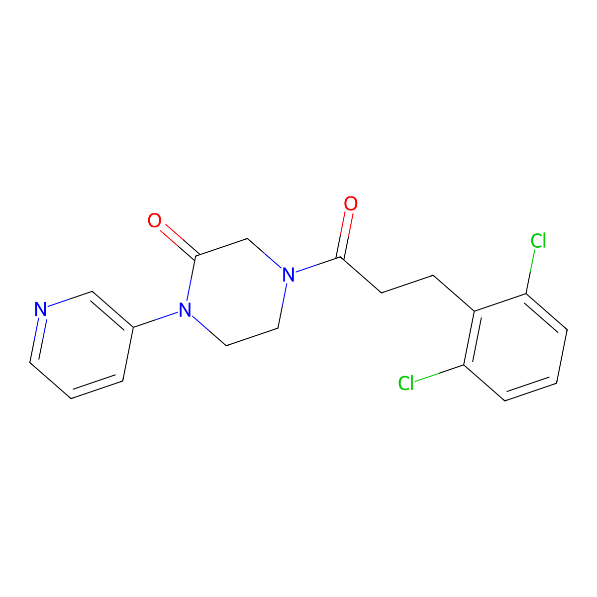 4-[3-(2,6-Dichlorophenyl)propanoyl]-1-(pyridin-3-yl)piperazin-2-one molecular structure, CAS 2192745-17-6