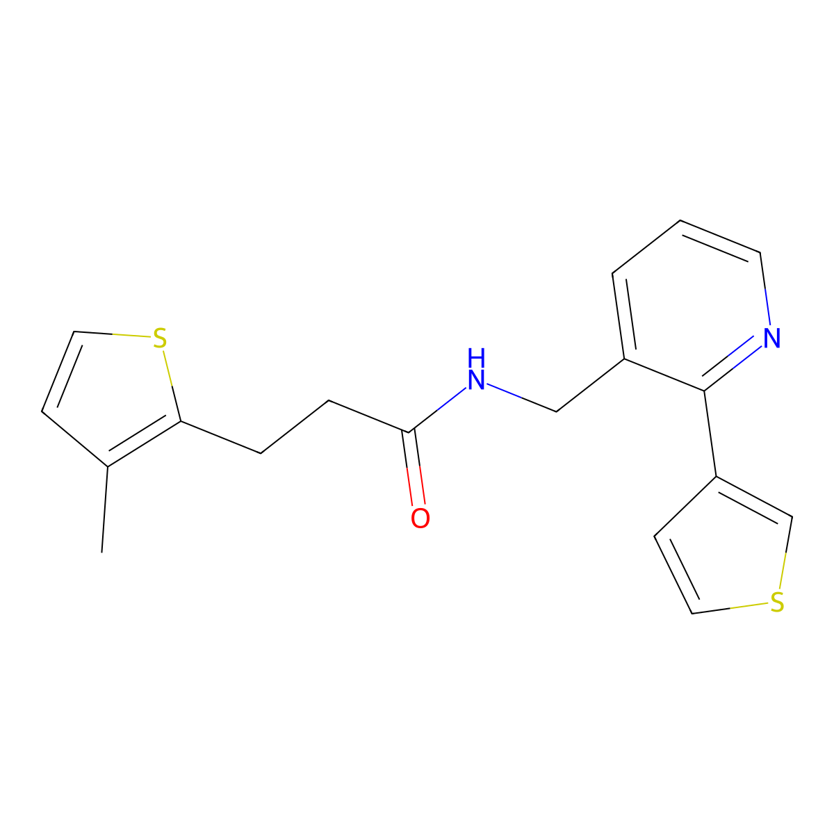 3-(3-methylthiophen-2-yl)-N-((2-(thiophen-3-yl)pyridin-3-yl)methyl)propanamide molecular structure, CAS 2192745-39-2