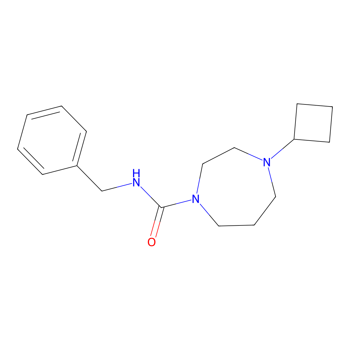 N-benzyl-4-cyclobutyl-1,4-diazepane-1-carboxamide molecular structure, CAS 2192745-40-5