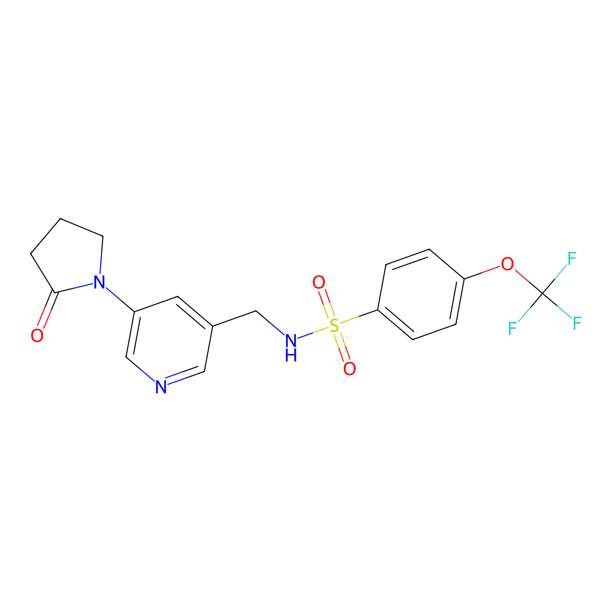 N-{[5-(2-oxopyrrolidin-1-yl)pyridin-3-yl]methyl}-4-(trifluoromethoxy)benzene-1-sulfonamide molecular structure, CAS 2192745-60-9
