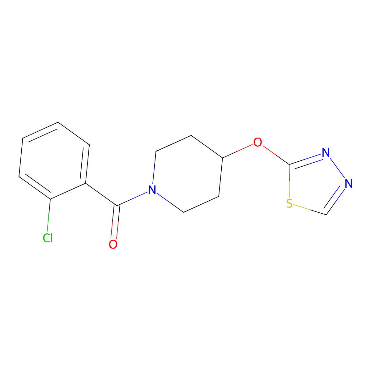 1-(2-Chlorobenzoyl)-4-(1,3,4-thiadiazol-2-yloxy)piperidine molecular structure, CAS 2192745-61-0