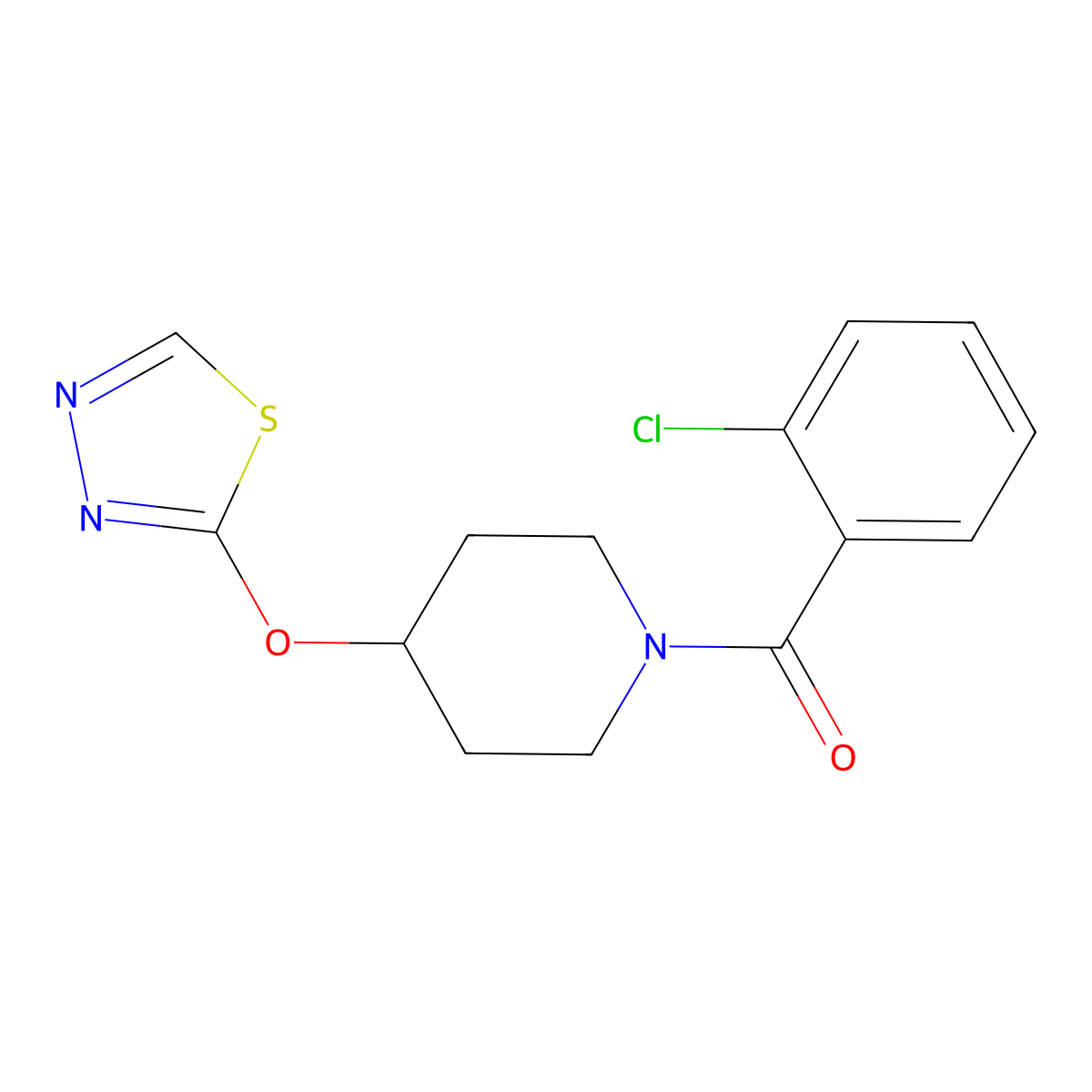 1-(2-Chlorobenzoyl)-4-(1,3,4-thiadiazol-2-yloxy)piperidine molecular structure, CAS 2192745-61-0