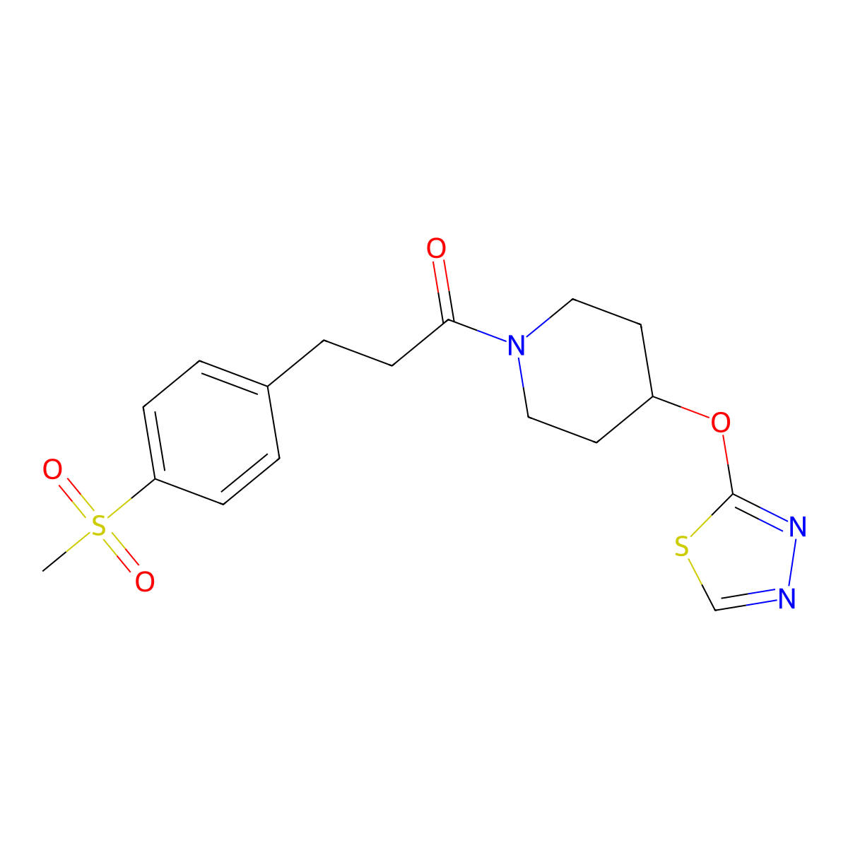 3-(4-Methanesulfonylphenyl)-1-[4-(1,3,4-thiadiazol-2-yloxy)piperidin-1-yl]propan-1-one molecular structure, CAS 2192745-66-5