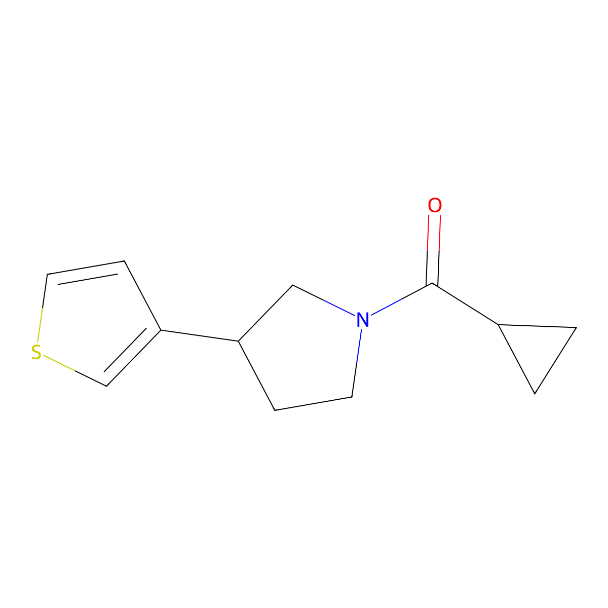 1-Cyclopropanecarbonyl-3-(thiophen-3-yl)pyrrolidine molecular structure, CAS 2192745-75-6