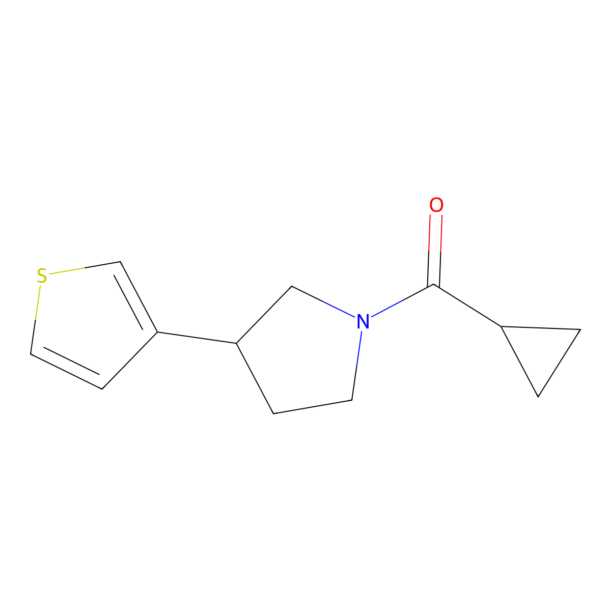 1-Cyclopropanecarbonyl-3-(thiophen-3-yl)pyrrolidine molecular structure, CAS 2192745-75-6