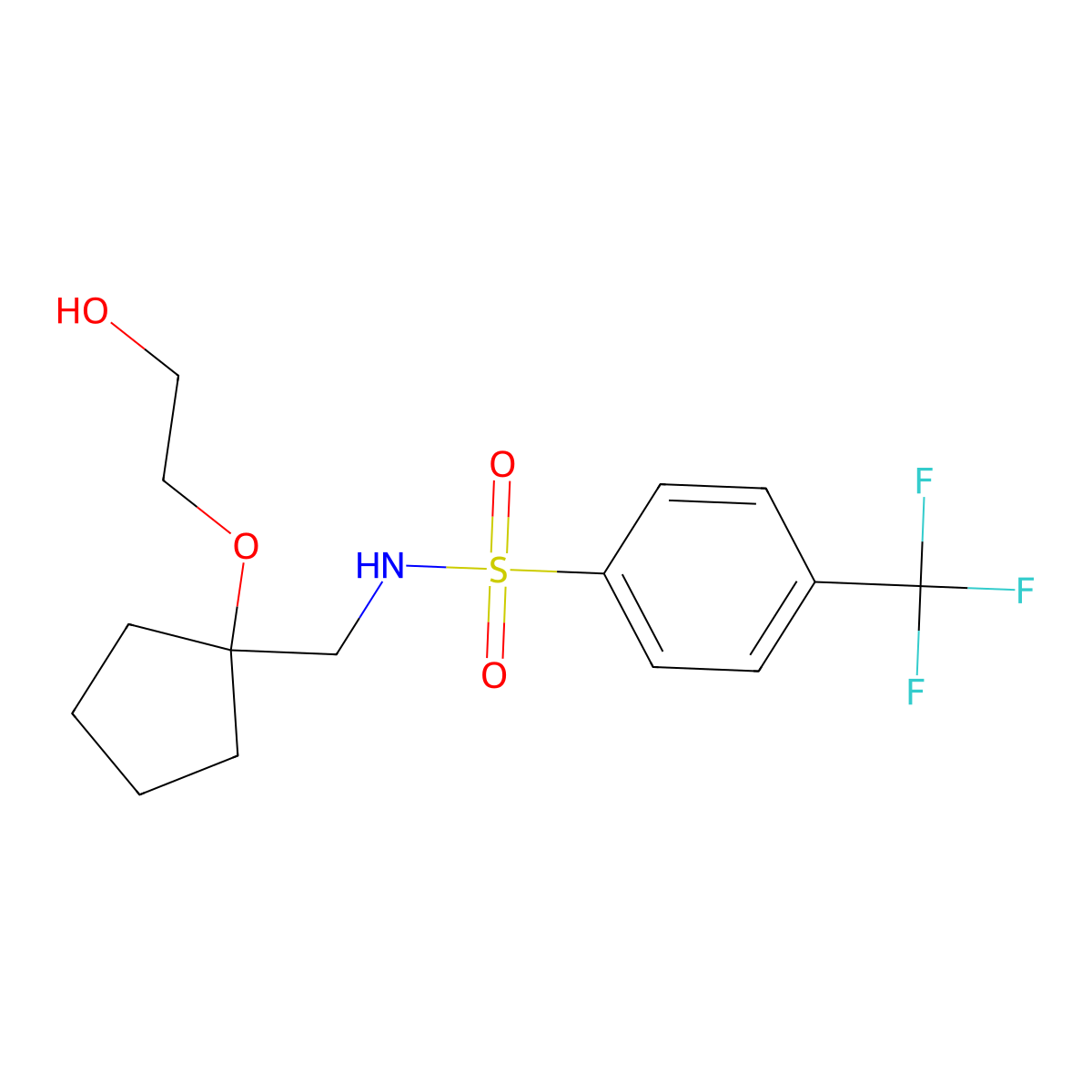 N-{[1-(2-hydroxyethoxy)cyclopentyl]methyl}-4-(trifluoromethyl)benzene-1-sulfonamide molecular structure, CAS 2192745-78-9