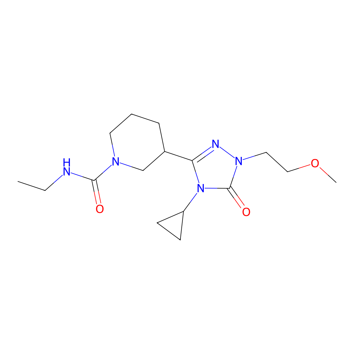 3-[4-cyclopropyl-1-(2-methoxyethyl)-5-oxo-4,5-dihydro-1H-1,2,4-triazol-3-yl]-N-ethylpiperidine-1-carboxamide molecular structure, CAS 2192745-81-4
