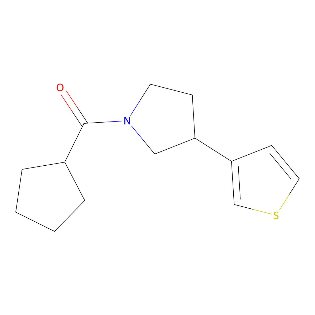1-Cyclopentanecarbonyl-3-(thiophen-3-yl)pyrrolidine molecular structure, CAS 2192745-87-0