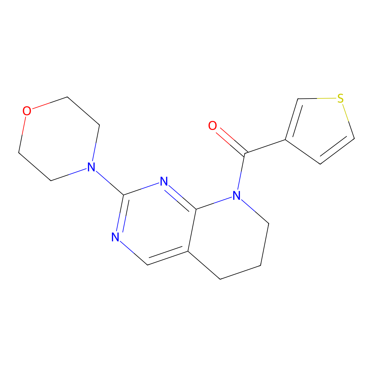 4-[8-(thiophene-3-carbonyl)-5H,6H,7H,8H-pyrido[2,3-d]pyrimidin-2-yl]morpholine molecular structure, CAS 2192745-95-0