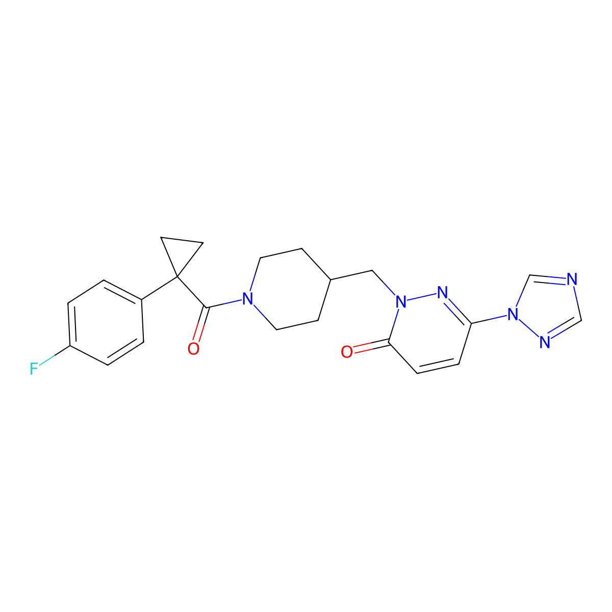 2-({1-[1-(4-fluorophenyl)cyclopropanecarbonyl]piperidin-4-yl}methyl)-6-(1H-1,2,4-triazol-1-yl)-2,3-dihydropyridazin-3-one molecular structure, CAS 2192745-99-4