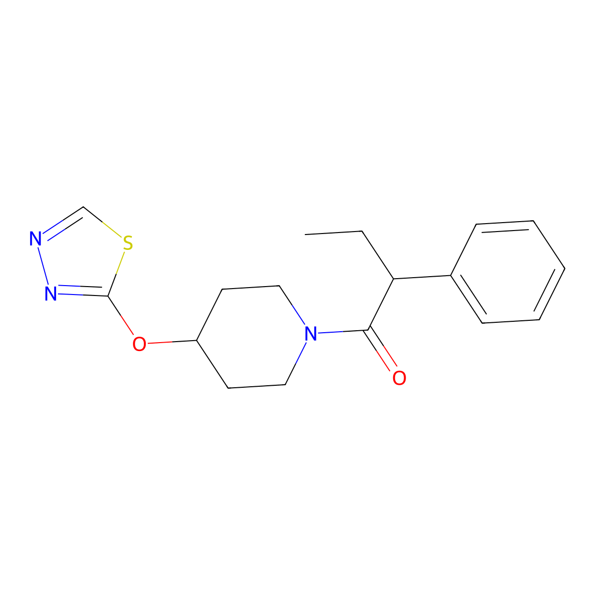 2-Phenyl-1-[4-(1,3,4-thiadiazol-2-yloxy)piperidin-1-yl]butan-1-one molecular structure, CAS 2192746-03-3