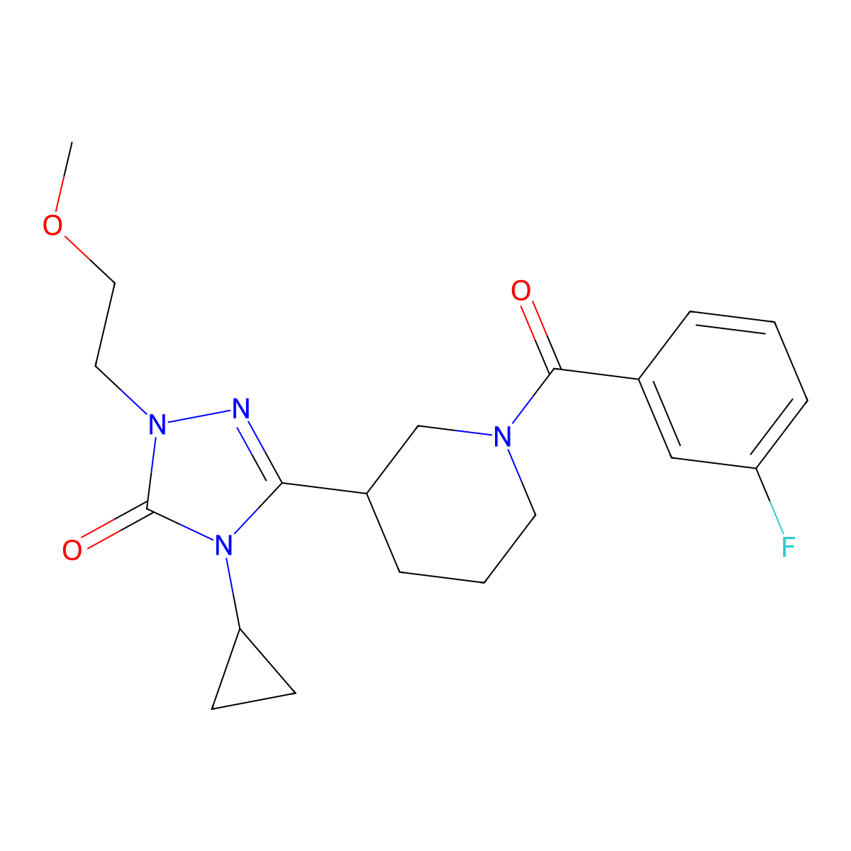 4-cyclopropyl-3-(1-(3-fluorobenzoyl)piperidin-3-yl)-1-(2-methoxyethyl)-1H-1,2,4-triazol-5(4H)-one molecular structure, CAS 2192746-32-8