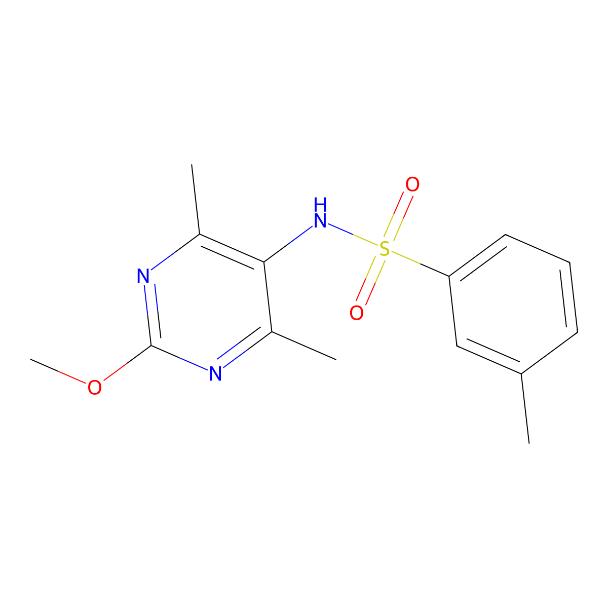 N-(2-methoxy-4,6-dimethylpyrimidin-5-yl)-3-methylbenzenesulfonamide molecular structure, CAS 2192746-53-3