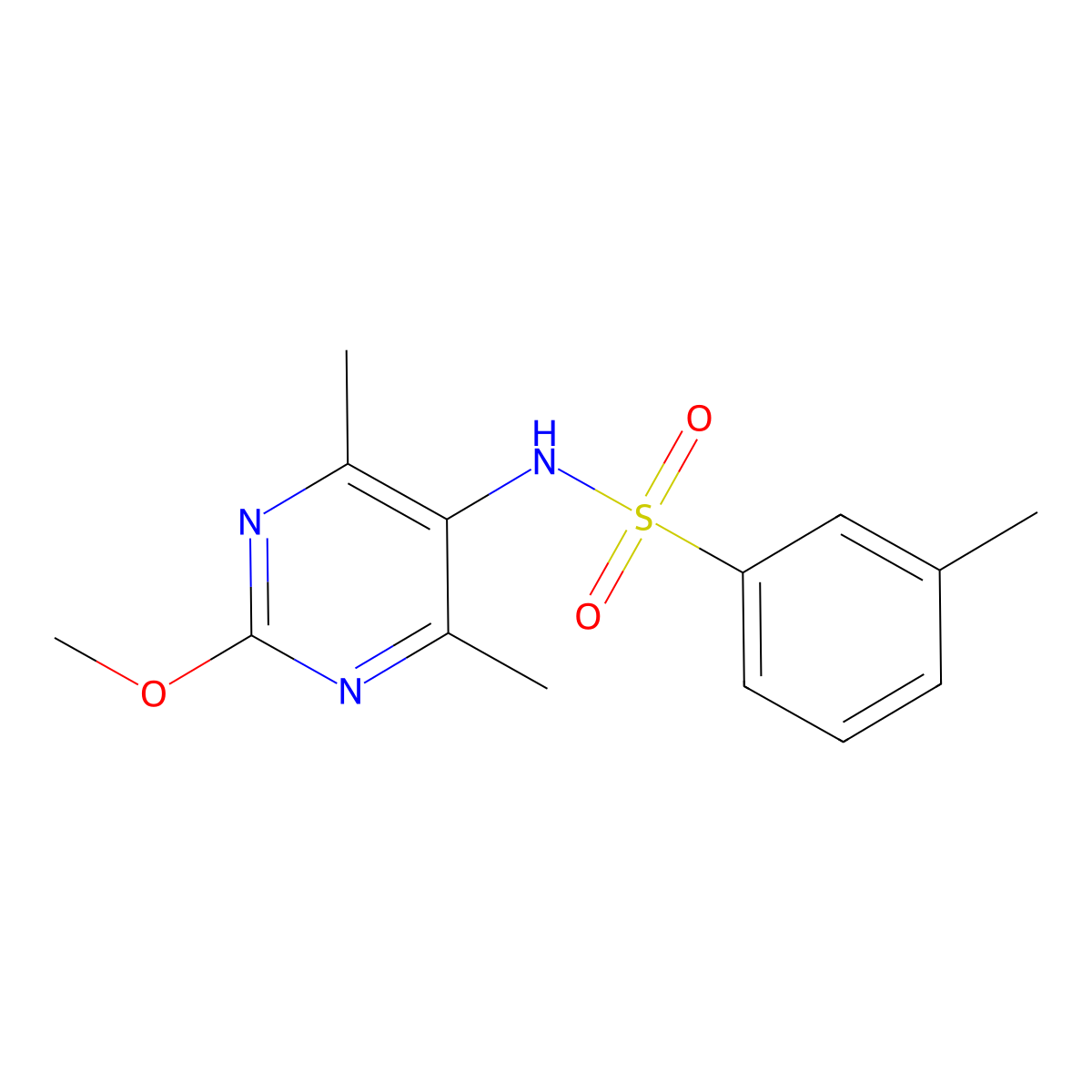 N-(2-methoxy-4,6-dimethylpyrimidin-5-yl)-3-methylbenzenesulfonamide molecular structure, CAS 2192746-53-3