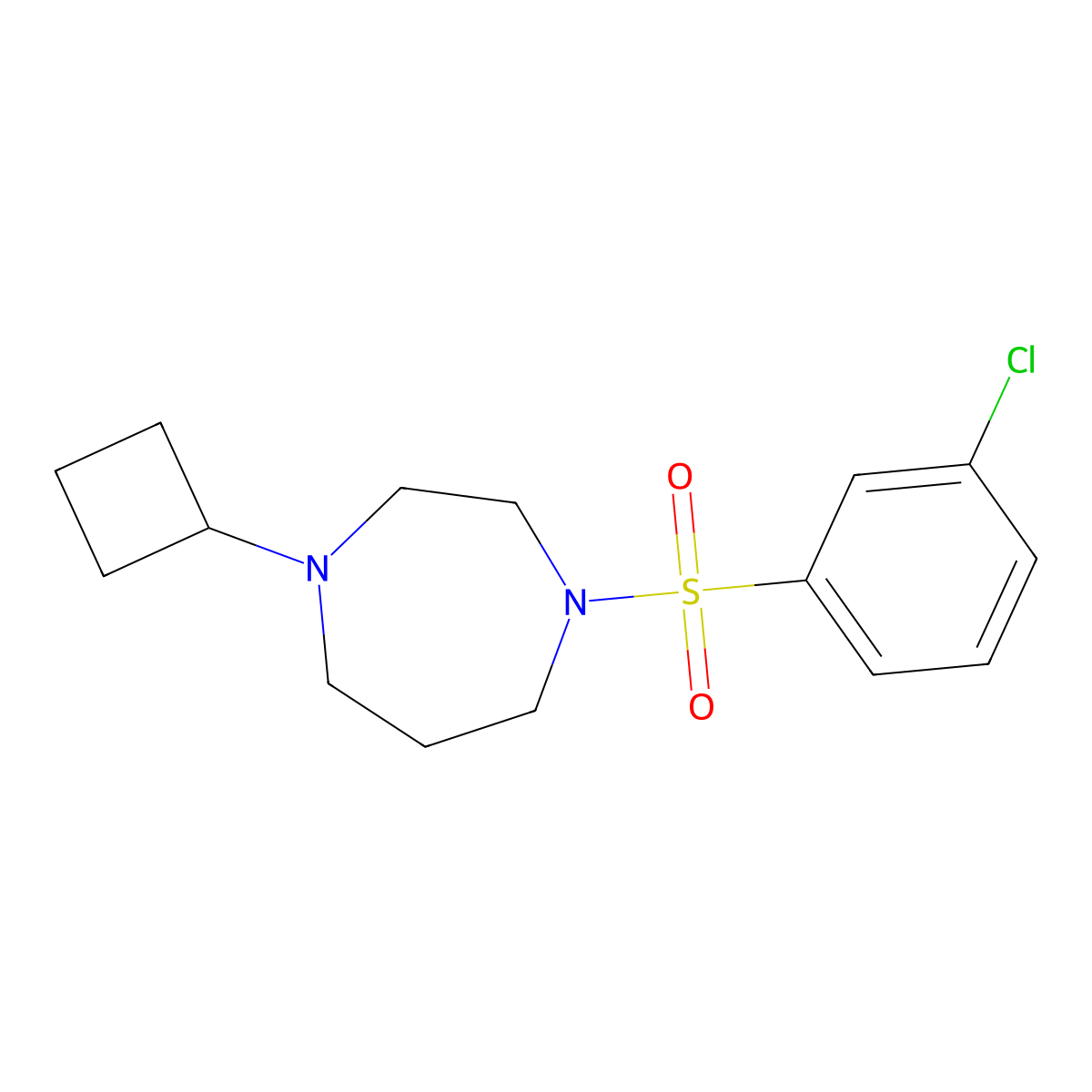 1-(3-Chlorobenzenesulfonyl)-4-cyclobutyl-1,4-diazepane molecular structure, CAS 2192746-57-7